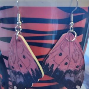 Pink Butterfly Wing Drop Earrings